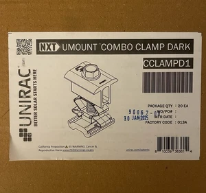 Brandneu Box - 20 Unirac NXT Horizon CCLAMPD1 dunkle Mitte/Ende Combo Klemme, 30-40 mm - Bild 1 von 8