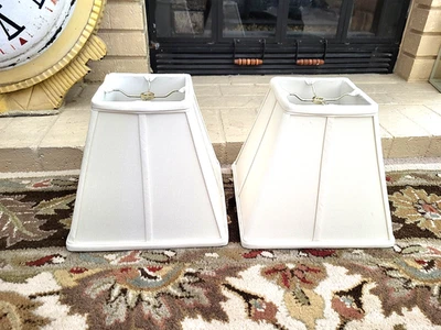 Juego de 2 pantallas de lámpara cuadradas de tamaño mediano color crema de 6" superior, 10" inferior, 9" de alto Foto 1 de 4