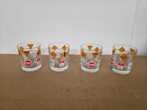 F Vintage MCM Verkehrszeichen Gläser 4er Set - Bild 1 von 3