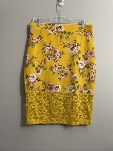 UETRA Teeze Damen Boho gelb Blumen Rock großer Spitzensaum Cottagecore - Bild 1 von 8