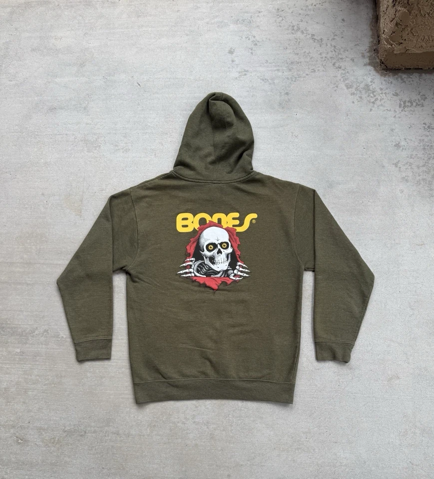 Powell Peralta Hoodie Mens Large Green Bones Fleece Pullover Sweatshirt Skater - Image 1 of 4