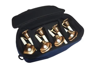 HANDBELL 8PCS COPPER HAND BELLS 8 NOTE HANDBELL SET + BAG - Picture 1 of 7