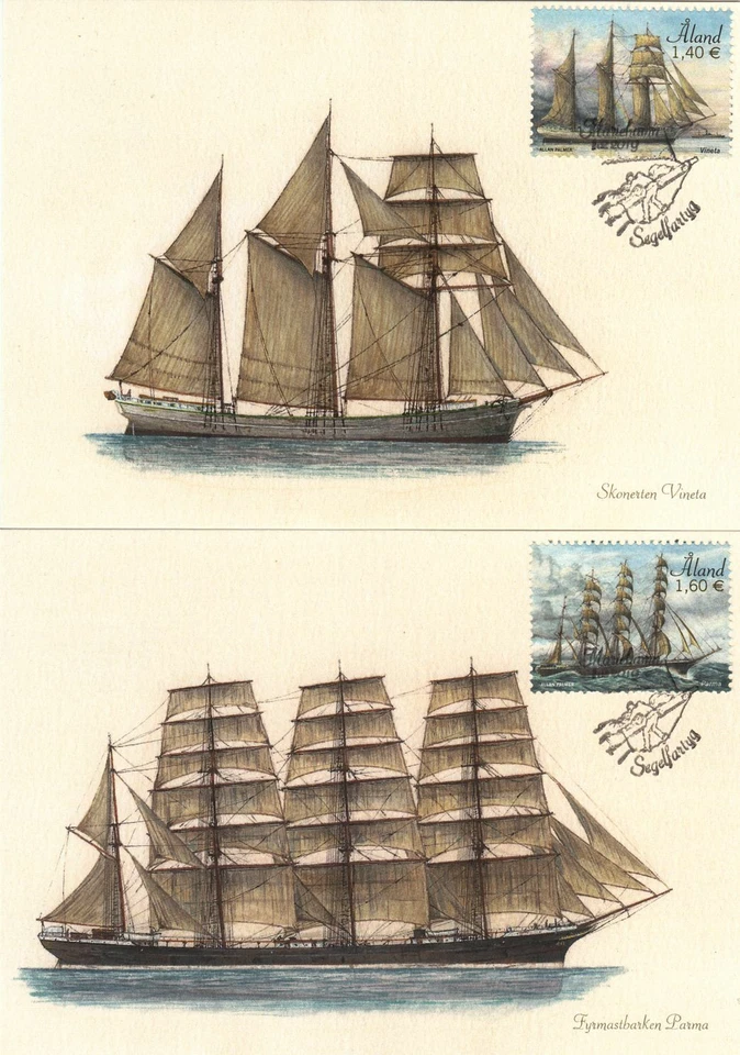 Sailing Ships Schooner Vineta Four Masted Parma Aland Finland 2 Maxi FDC 2019 - Image 1 of 1