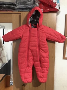 Polarn O Pyret Sweden Designer Age 4-6 Mth Red Padded Fleece Lined Snowsuit VGC - Picture 1 of 7