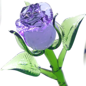 Small Rose #10 hand blown color glass art sculpture figure flowers decor gift