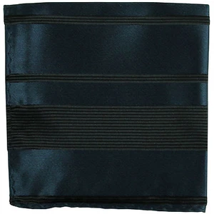 New men's polyester woven striped navy blue hankie pocket square formal party - Picture 1 of 2