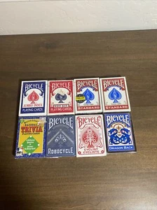 Mixed Lot 8 Sealed Playing Card Decks Bicycle robocycle cyclist dragon baseball - Picture 1 of 7