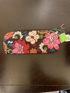 Vera Bradley Zipper Travel Bag Pouch Floral Pattern Brown Pink Flowers - Picture 1 of 5