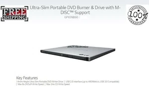 LG USB 2.0/3.0 Ultra Slim External DVDRW Drive CDRW CD DVD Burner Writer GP65 - Picture 1 of 2