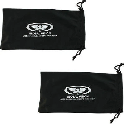 GLOBAL VISION Bulk Lot 20 LARGE Black 4 1/4" x 8 1/2" Micro Fiber Sunglasses Carrying Pouch