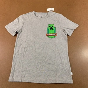 Gap Boys Size Large (10) Heather Gray Minecraft Graphic Short Sleeve T-Shirt NWT - Picture 1 of 7