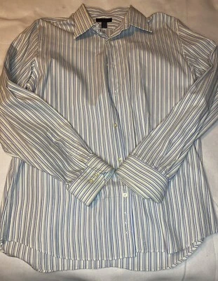 Camisa de vestir Express para hombre diseño a rayas estudio abotonada talla XL 17/17 1/2 🚭 Foto 1 de 4