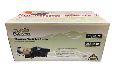 K2 Pumps Shallow Well Jet Pump 1/2 Hp Lead Free Cast Iron 115/230V - Image 1 of 3