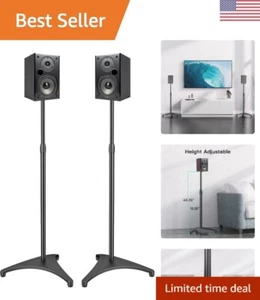 Customizable Height Speaker Stands: Wrought Iron Construction - Cable Management - Picture 1 of 9