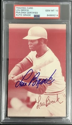 Lou Brock Signed Postcard 1980 Exhibit￼s Baseball Cardinals￼ PSA/DNA HOF Auto 10 - Image 1 of 2