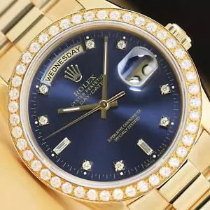 ROLEX PRESIDENT MENS DAY-DATE 18238 FACTORY DIAMOND DIAL WATCH + 1.60 CT BEZEL - Picture 1 of 10