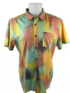 Volcom Men XL Shirt Multi Color Pastel Rainbow Button Front Casual - Picture 1 of 7