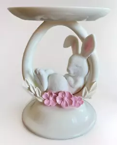 NEW Cute! Bath and Body Works EASTER NAPPING BUNNY PEDESTAL 3-Wick Candle Holder - Picture 1 of 9