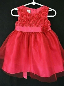 La Princess BaBy Girl PiNK elegant gorgeous Floral Top Detail Dress, 18 Months - Picture 1 of 7