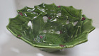 Vintage Green Ceramic 12" Wide Pierced Holly Bowl