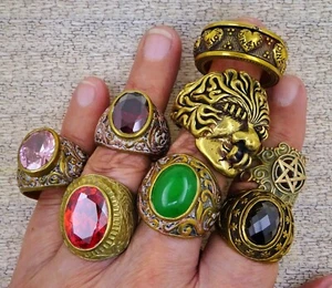 8 asiatische Messingringe Größe 10 - 12, Gewicht 195 g vorgetragen - Bild 1 von 3