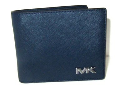 Michael Kors Cooper темно-синий мужской кожаный 2 изделия бумажник пропуск чехол новый с Ярлыками $198 - Изображение 1 из 4