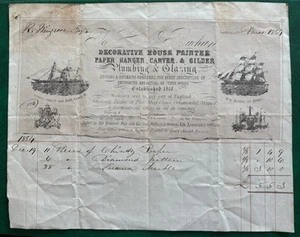 Southampton 1854 Illustrated Invoice / Bill . JH Buchan, Decorator, Southampto - Picture 1 of 2