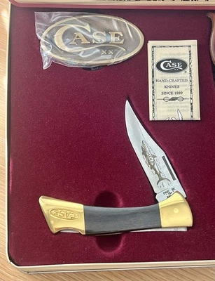 1998 Case XX 58L SS Mako faca de tubarão presente lata, fivela de cinto de latão, bainha NOVO - Imagem 1 de 4