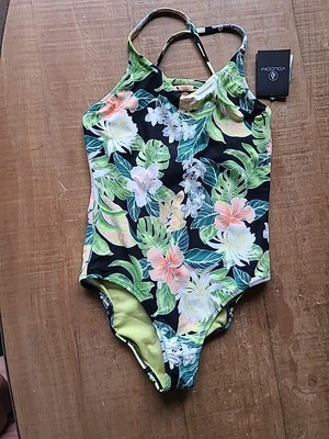 Volcom Girls Sunny Beach Floral One-Piece Swimsuit Kids 8 NEW Adjustable black - Image 1 of 4