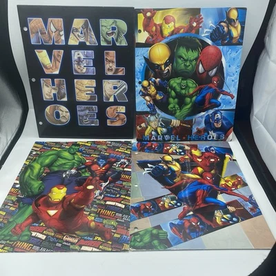 Lote de 4 carpetas de papel de 2 bolsillos Marvel Universe, 3 agujeros perforados, 2010 Foto 1 de 4