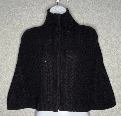 Suéter con Capelet Monique Lhuillier Talla M Negro Cachemira Capa a Presión Bolero Topper Foto 1 de 4