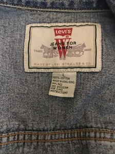 Levi's Blue Denim Trucker Vest Sleeveless Cropped Jacket Womens Size S - Picture 1 of 3