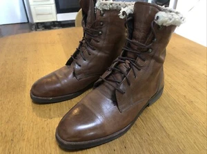Veletto Ladies Brown Leather Fur Fined Ankle Boots Uk Size 5 - Picture 1 of 7