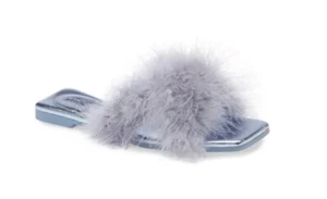Women's Jeffrey Campbell Crush On U 2 Feather Slide Sandal, Size 9.5 M - Blue - Picture 1 of 4