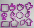 Lot of 12 Assorted Shapes Plastic Cookie Cutters Music Hand Arrow Money Octagon