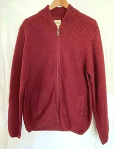 Scandia Woods Men's Burgundy Long Sleeve Full Zip Knit Sweater, Sz S - Picture 1 of 6