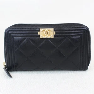 CHANEL Small Boy Zipped Wallet in Black with Dustbag - Picture 1 of 9