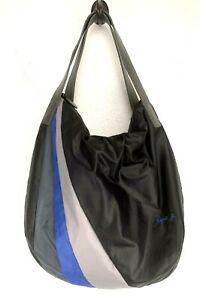 Agnes B. Purse Hobo Bag Black Leather Trim Shoulder Bag Made in Japan