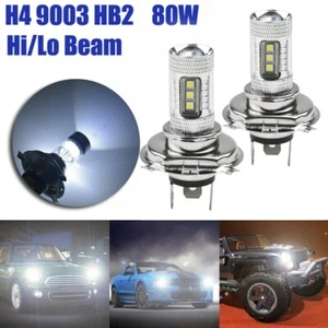Motorcycle H4 HB2 9003 100W LED Headlight Kit Light Bulb Hi/Lo White 8000K - Picture 1 of 24