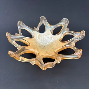 Vintage Murano Stretch Art Glass Bowl Dish Designer Decorative Italy Gold - Picture 1 of 6