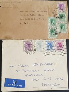 HONG KONG 2 COVER ADDRESSED TO FAR EAST-AMERICA COUNCIL NEW YORK USA & AUSTRALIA
