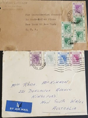 HONG KONG 2 COVER ADDRESSED TO FAR EAST-AMERICA COUNCIL NEW YORK USA & AUSTRALIA - Image 1 of 3