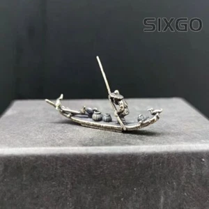 Kupfer Bonsai Suiseki Micro Landschaft Dekoration: Fisch Boot - Bild 1 von 8