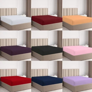 25 cm extra tief Vollspannbettlaken Bettlaken Single Double King Super Kingsize - Bild 1 von 27