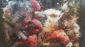 Shai Yossef extra extra large wild oil painting Contemporary Art Sports Boxing - Picture 1 of 3