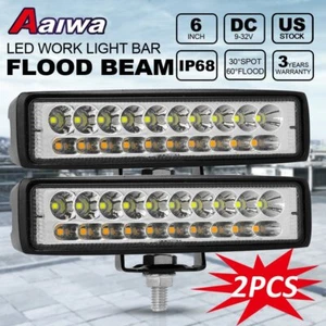 2X 6 inch 60W 20LED Work Light Flood Beam Bar Car SUV OffRoad Driving Fog Lamps - Picture 1 of 12