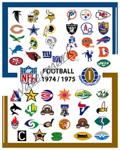 1974 - 75 NFL WFL Team Logo's REPRINT Color 8 X 10 Photo Picture - Bild 1 von 1