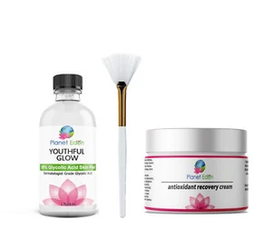 Kit químico facial para la piel 50 % ácido glicólico y crema de recuperación - EXFOLIAR Y BRILLAR - Imagen 1 de 4