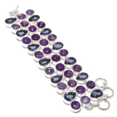 Birthday Gift Sage Amethyst, Amethyst Gemstone Bracelet 7-8" Z163 - Image 1 of 4