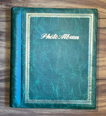 Álbum de fotos vintage genealogía libro verde SIN USAR en excelente estado Foto 1 de 4